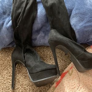 Thigh high suede boots